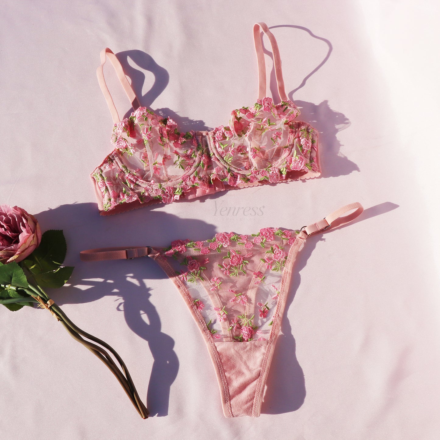 Pink Bouquet Lingerie Set