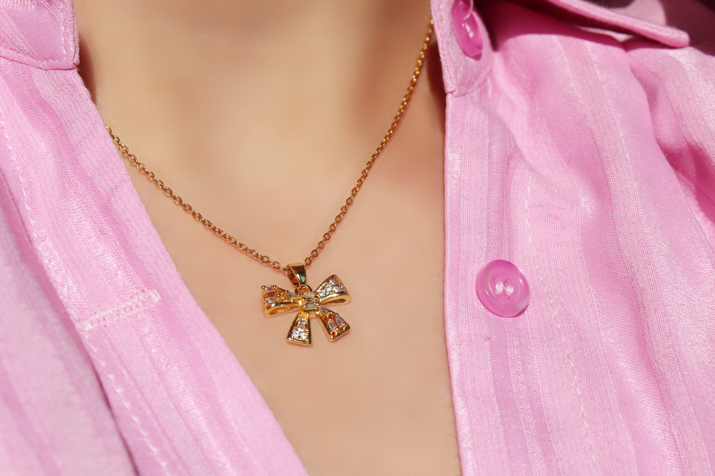 Coquette Ribbon Bow Necklace