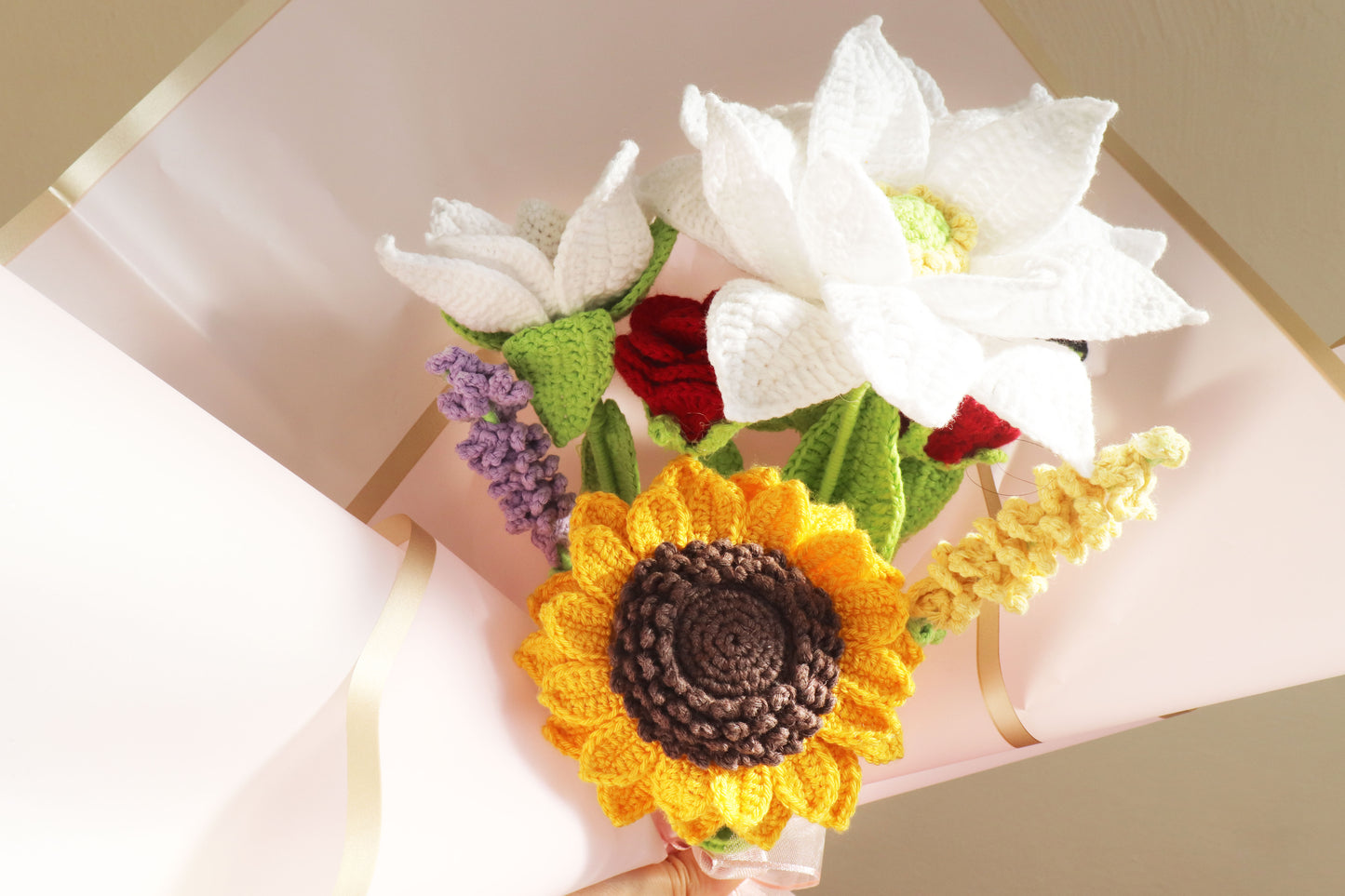 Gold Garden Crochet Flower Bouquet