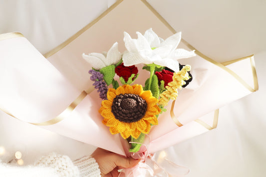 Gold Garden Crochet Flower Bouquet