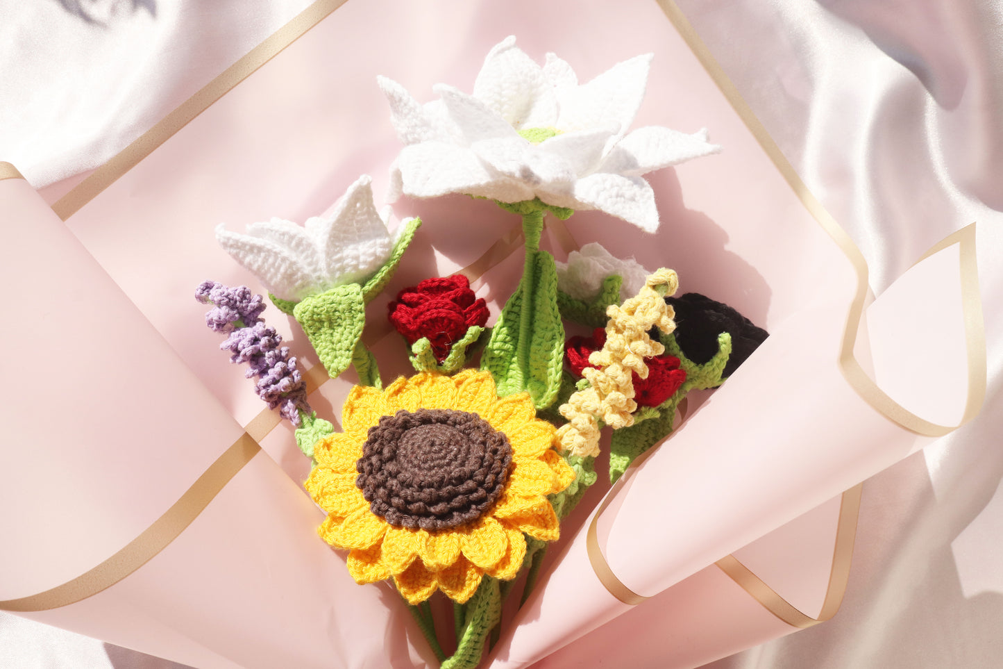 Gold Garden Crochet Flower Bouquet
