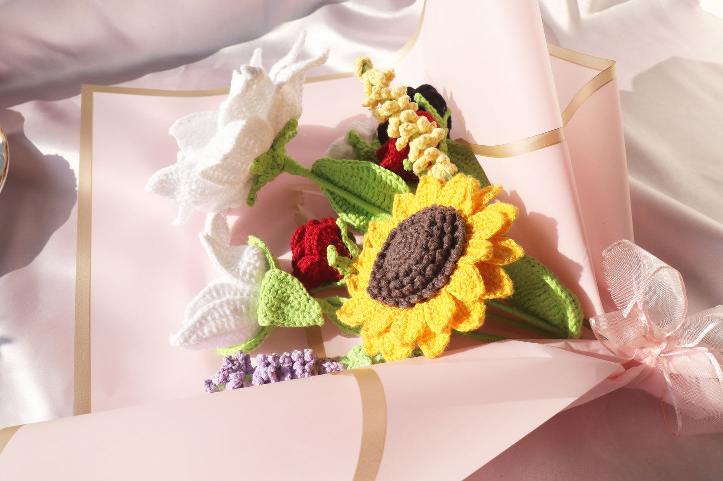 Gold Garden Crochet Flower Bouquet