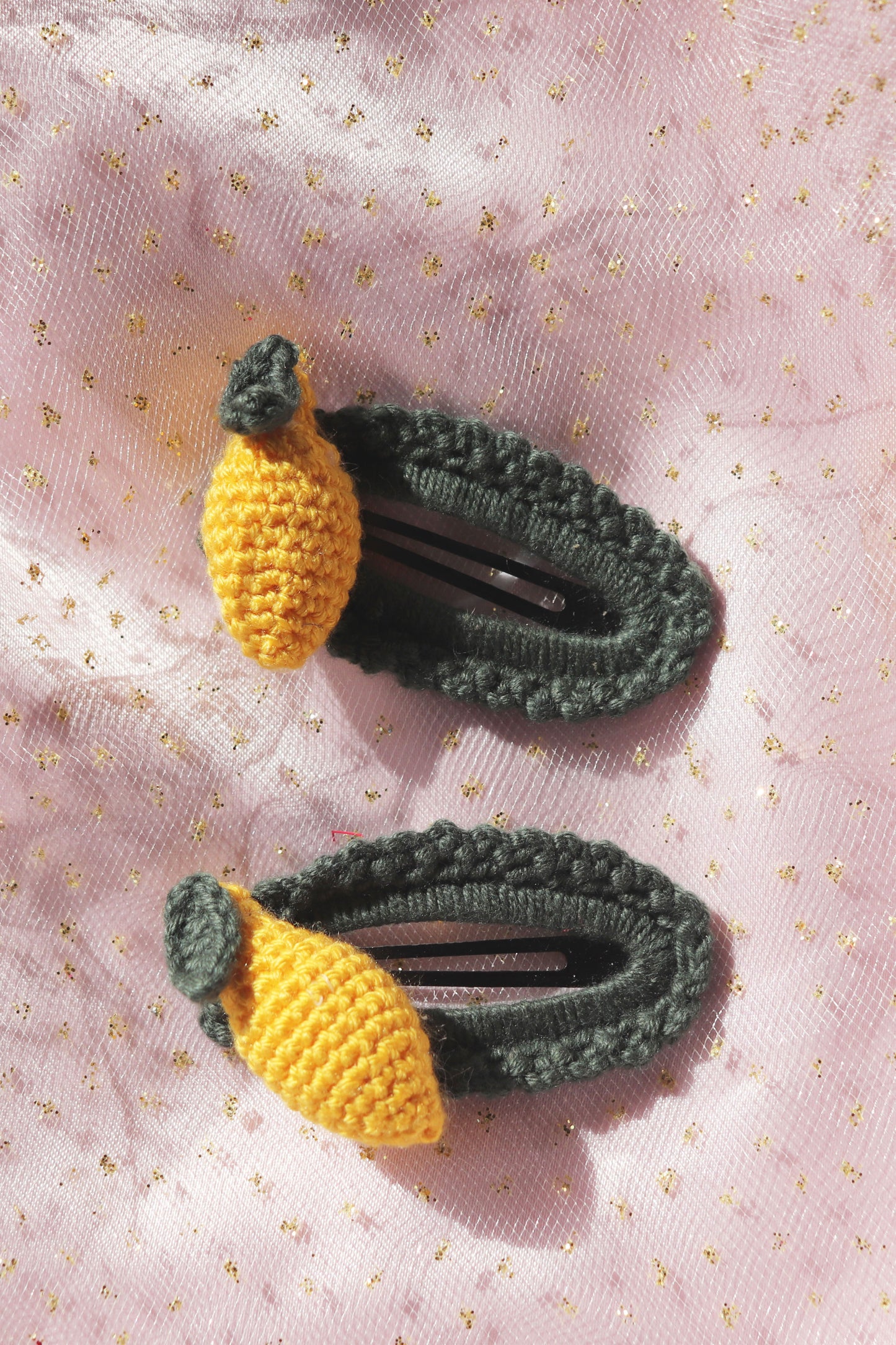 Crochet Lemon Hair Clips