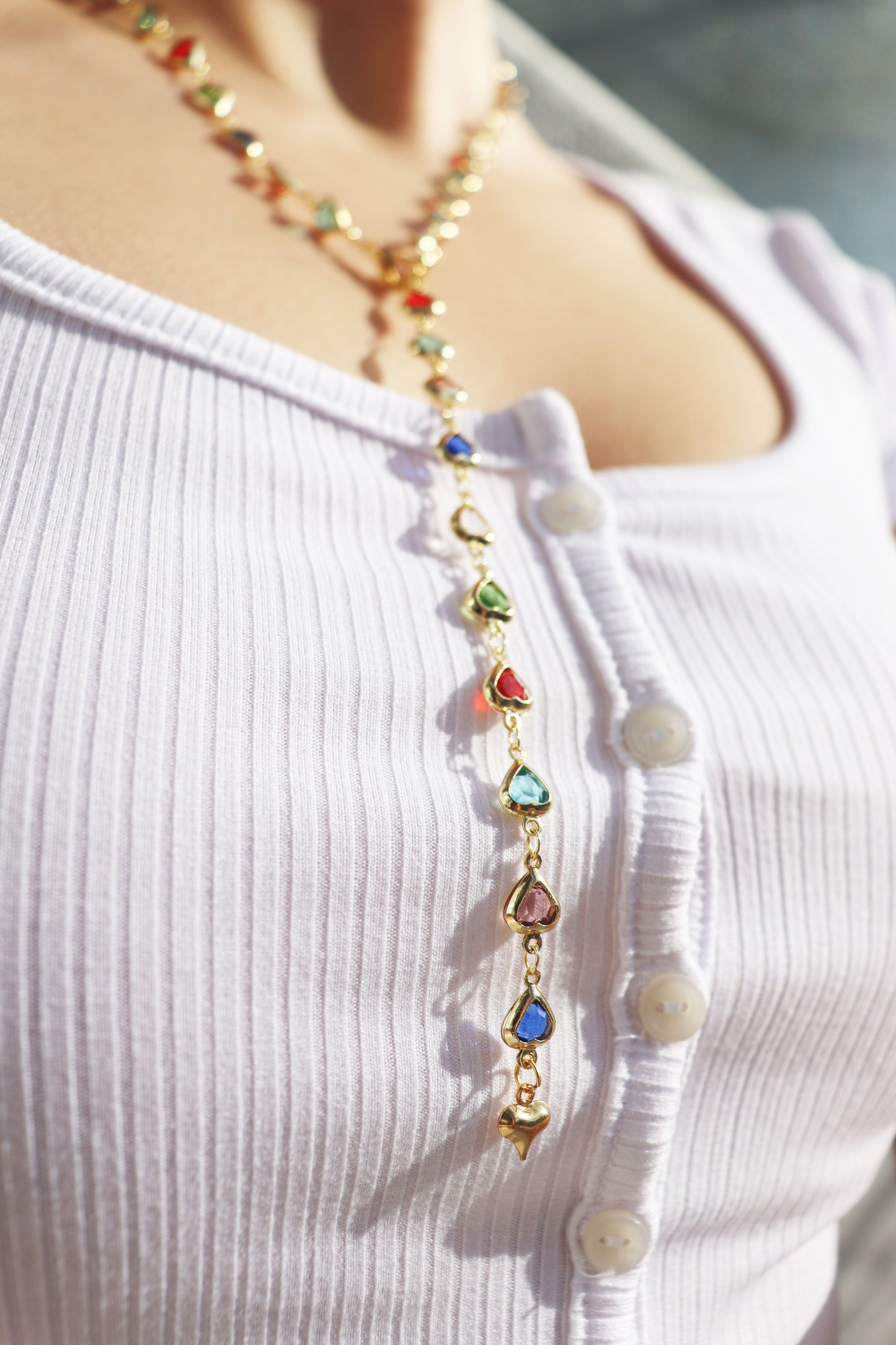 Colorful Heart Y Necklace