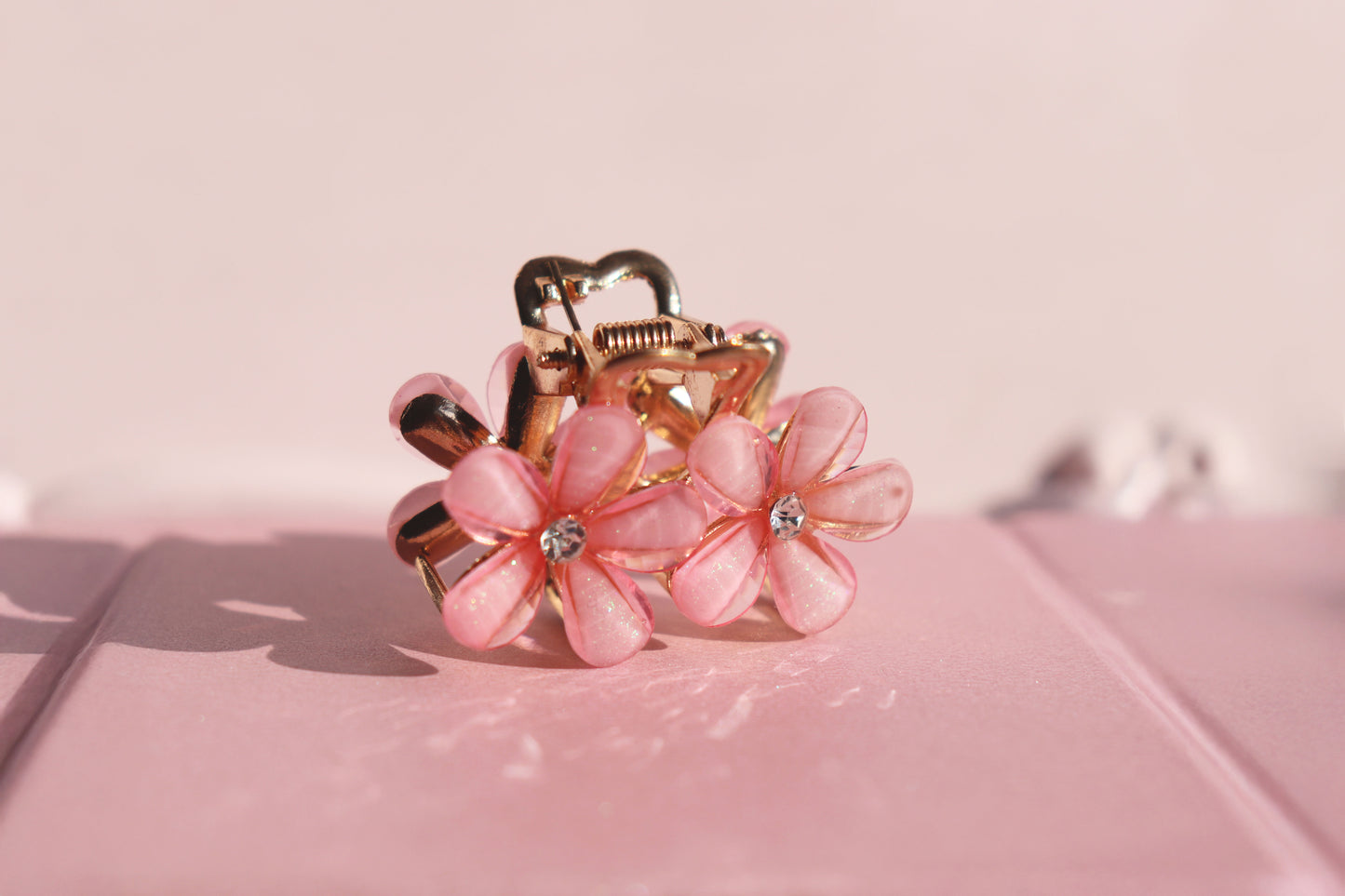 Pink Flower Mini Hair Clip