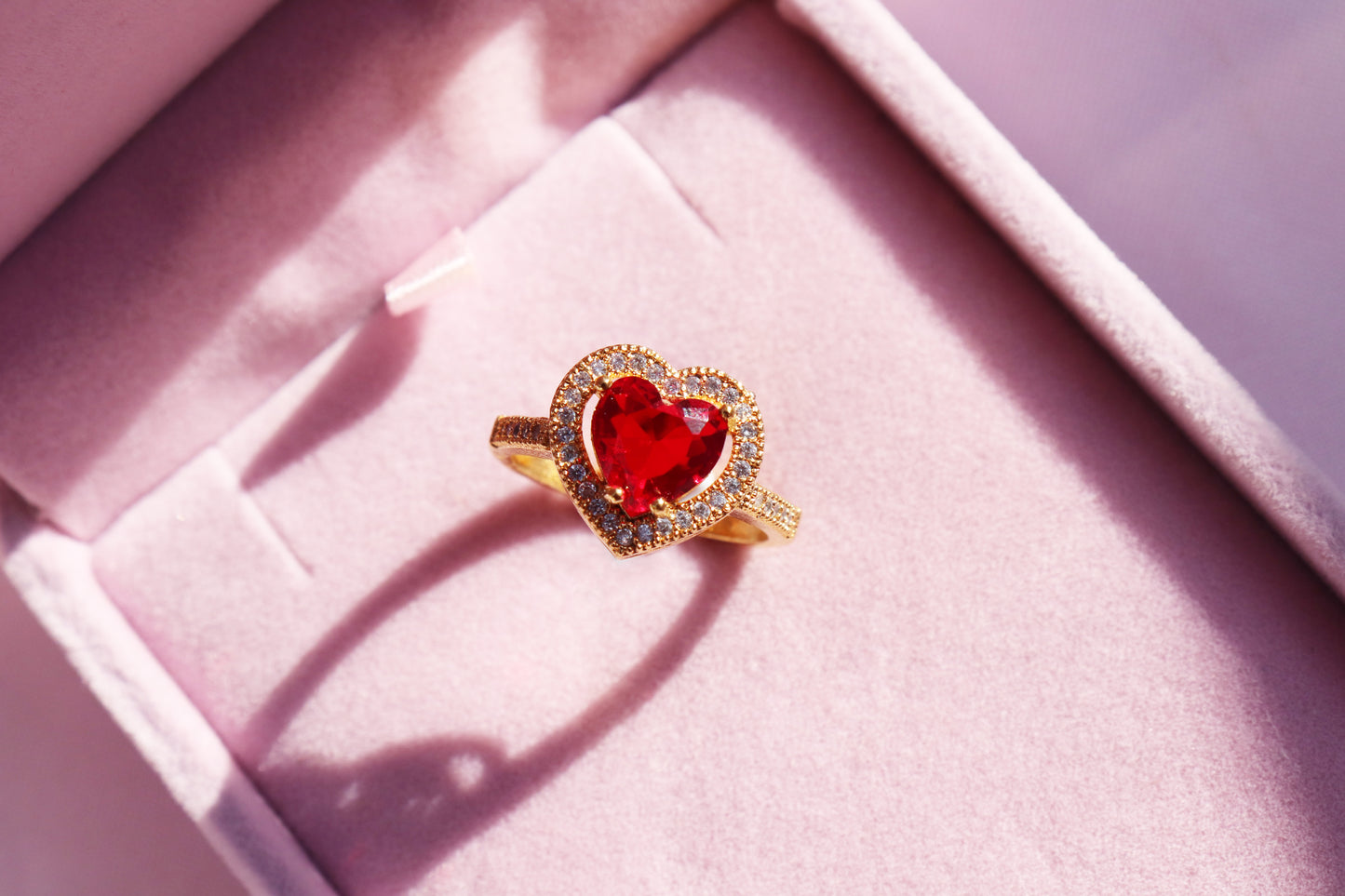 Red Heart Necklace and Ring Set