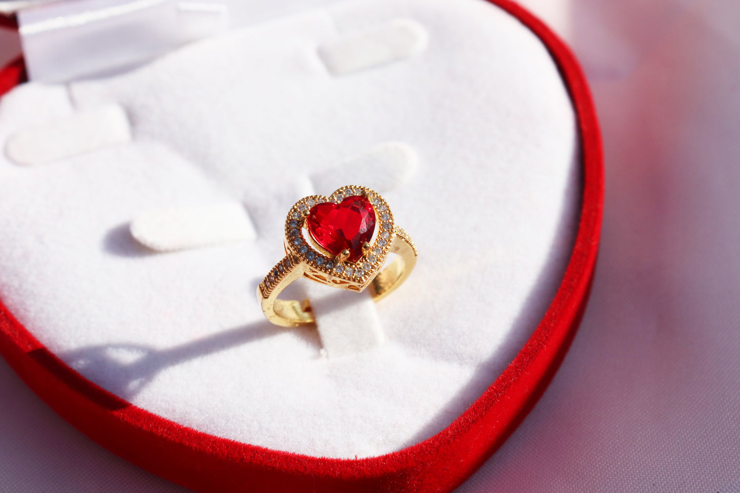 Red Heart Necklace and Ring Set
