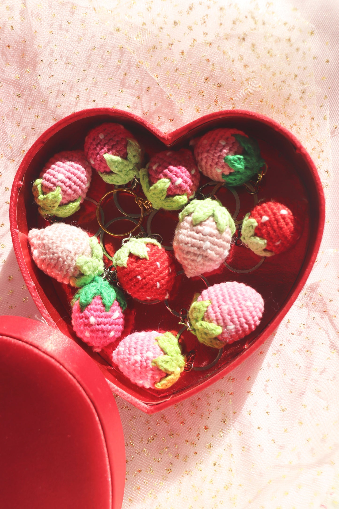 Crochet Strawberry Keychain