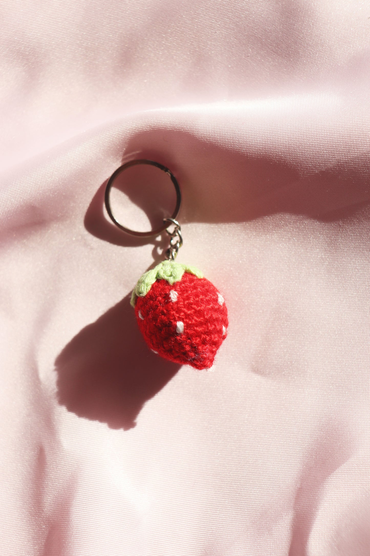 Crochet Strawberry Keychain
