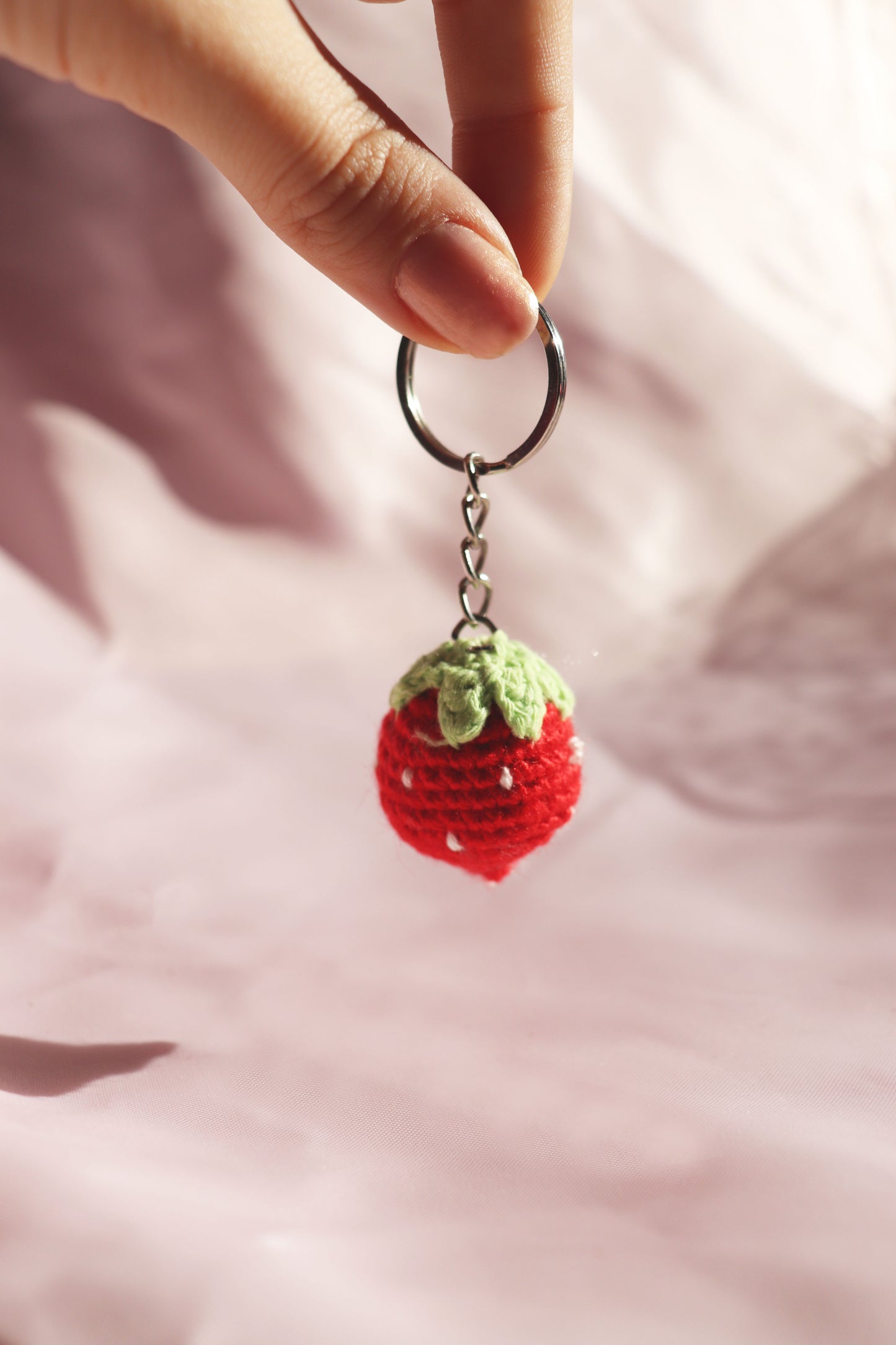 Crochet Strawberry Keychain