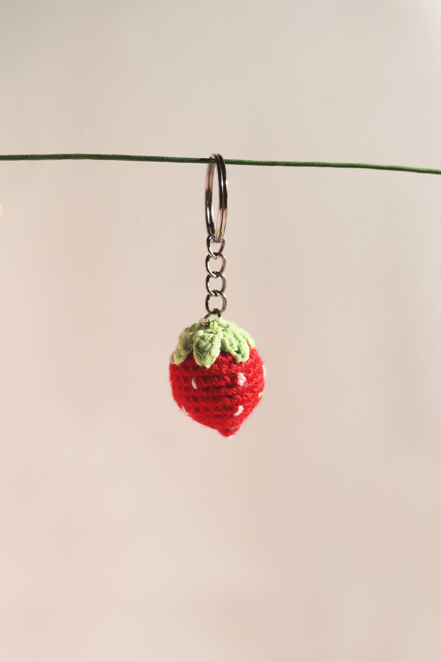 Crochet Strawberry Keychain