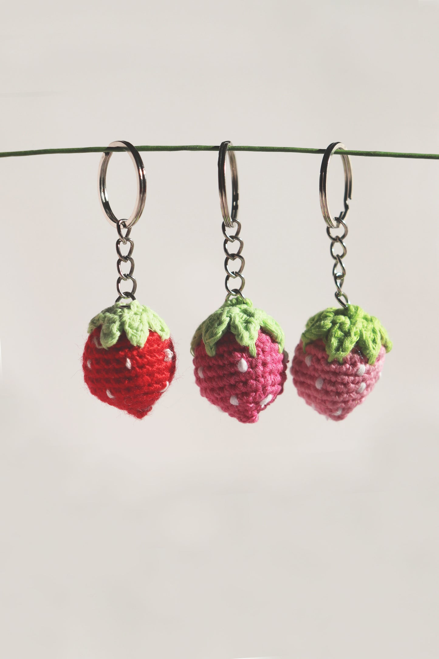 Crochet Strawberry Keychain