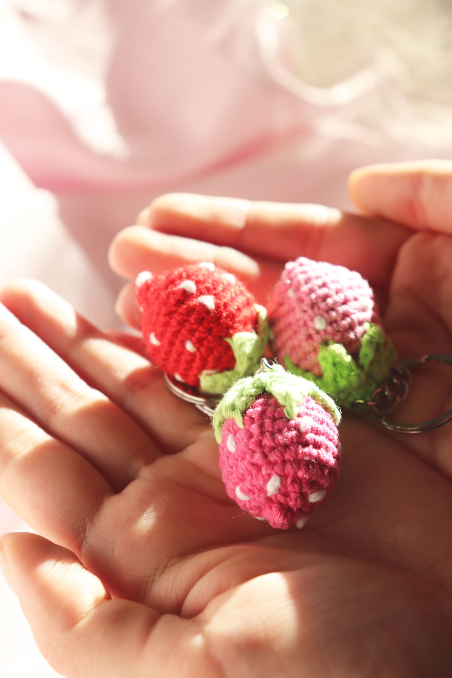 Crochet Strawberry Keychain