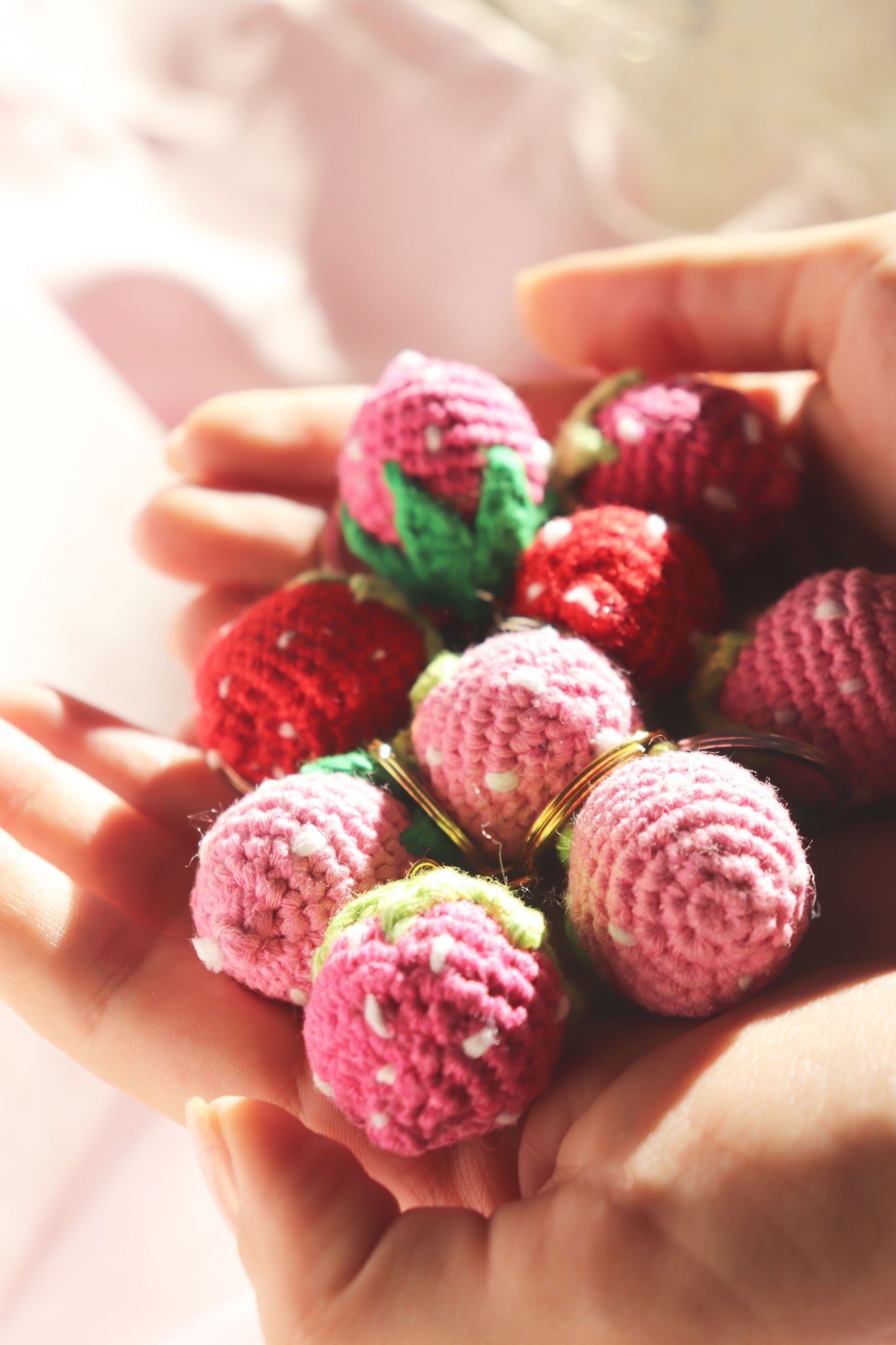 Crochet Strawberry Keychain