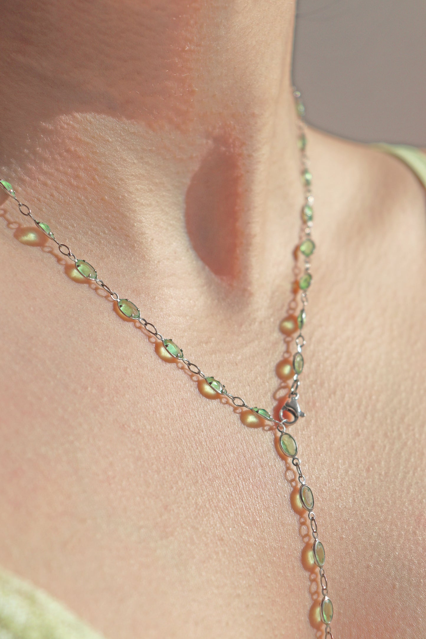 Green Fan Charm Necklace