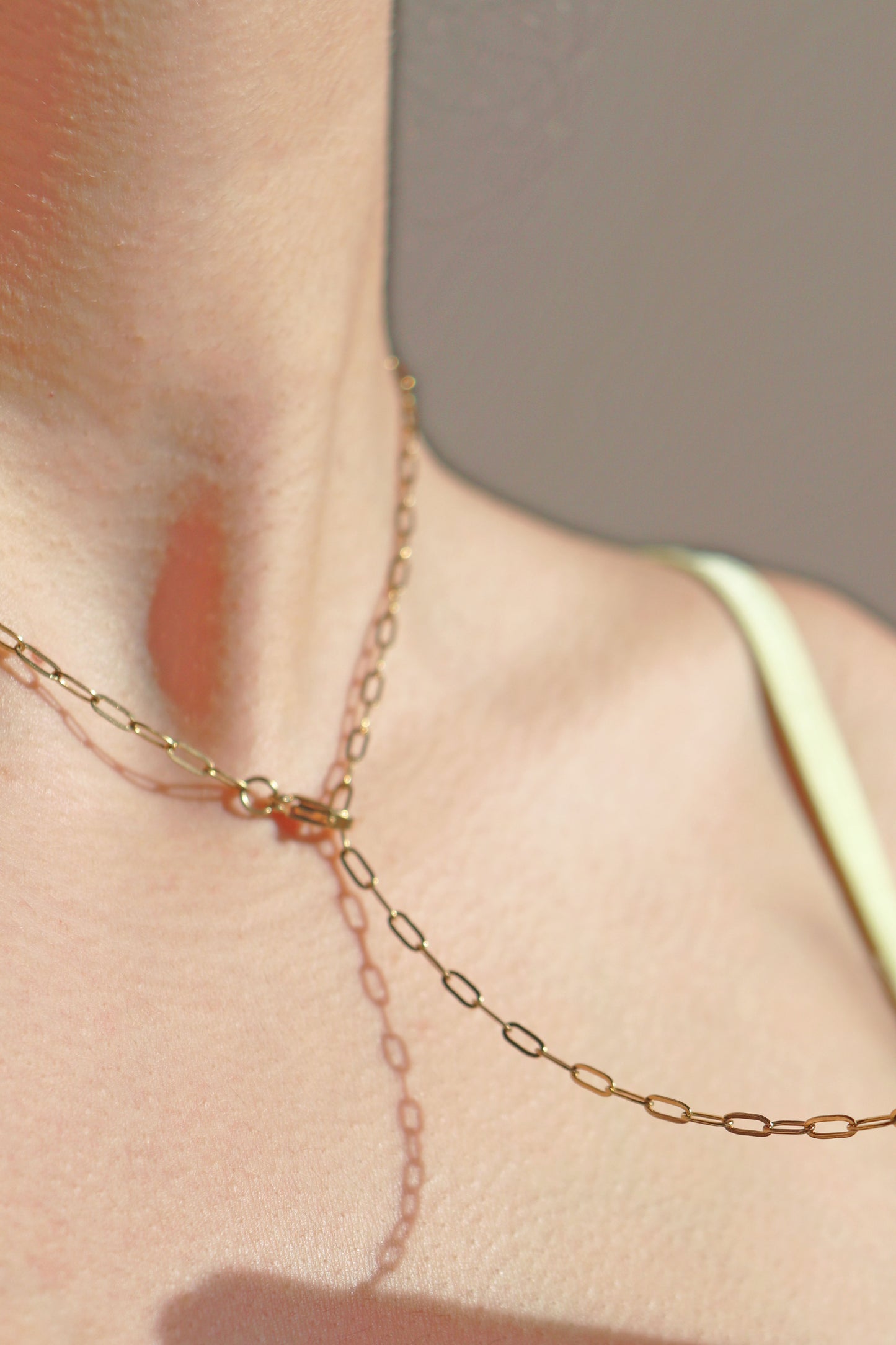 Paperclip Chain Y Necklace - Steel