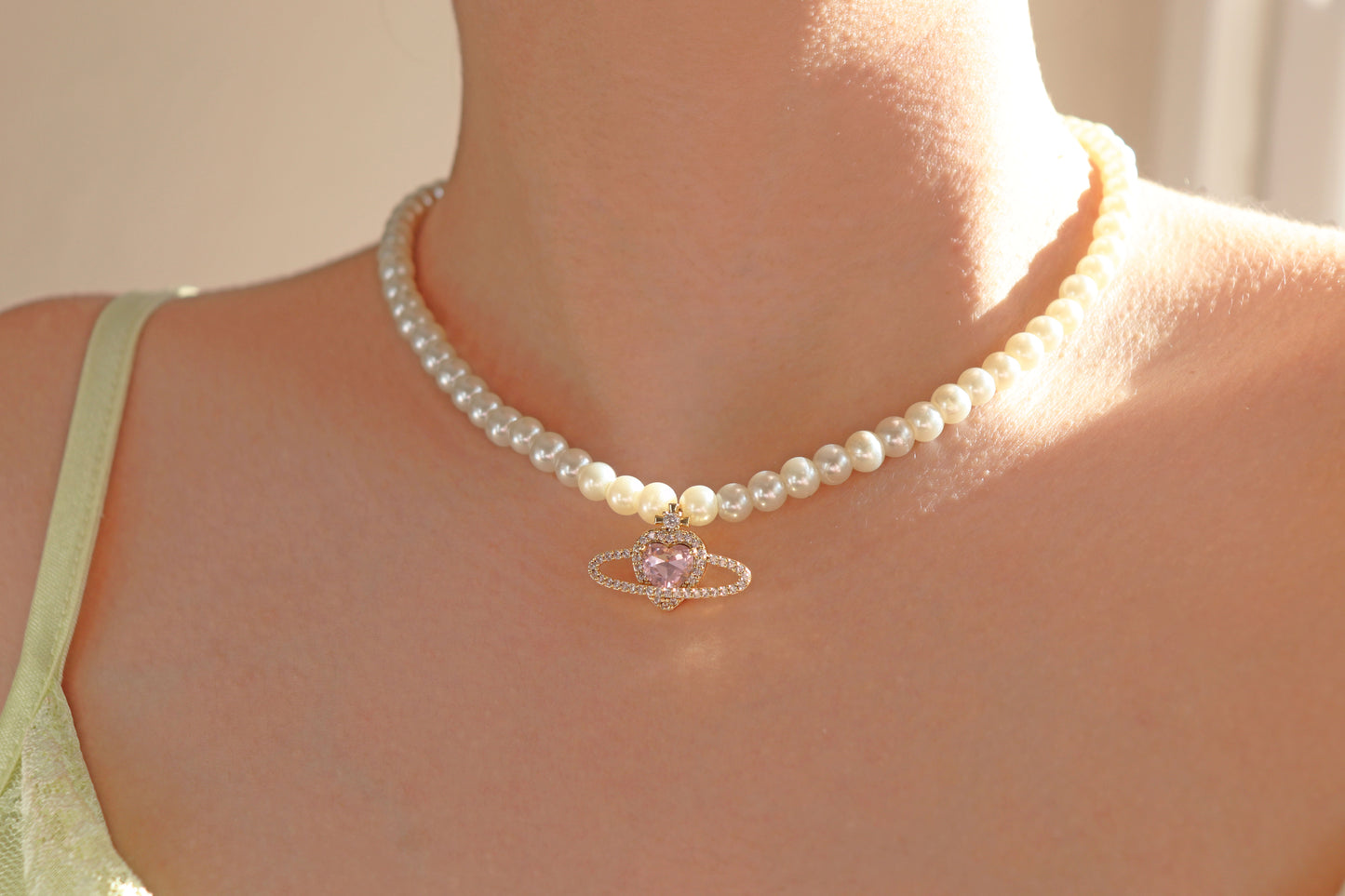 Saturn Pearl Necklace
