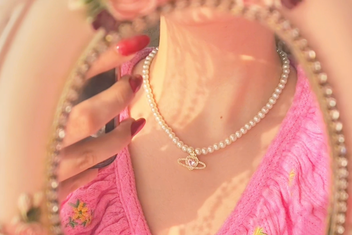 Saturn Pearl Necklace