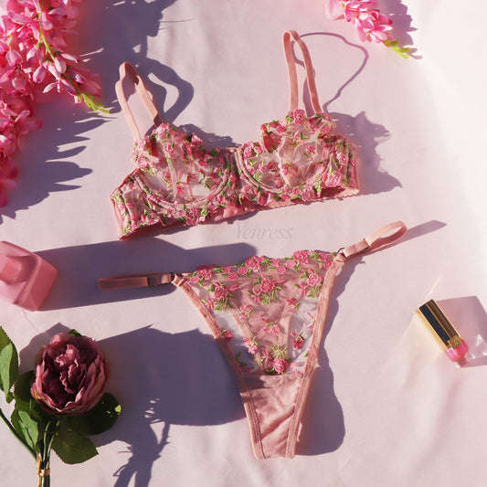 Pink Bouquet Lingerie Set