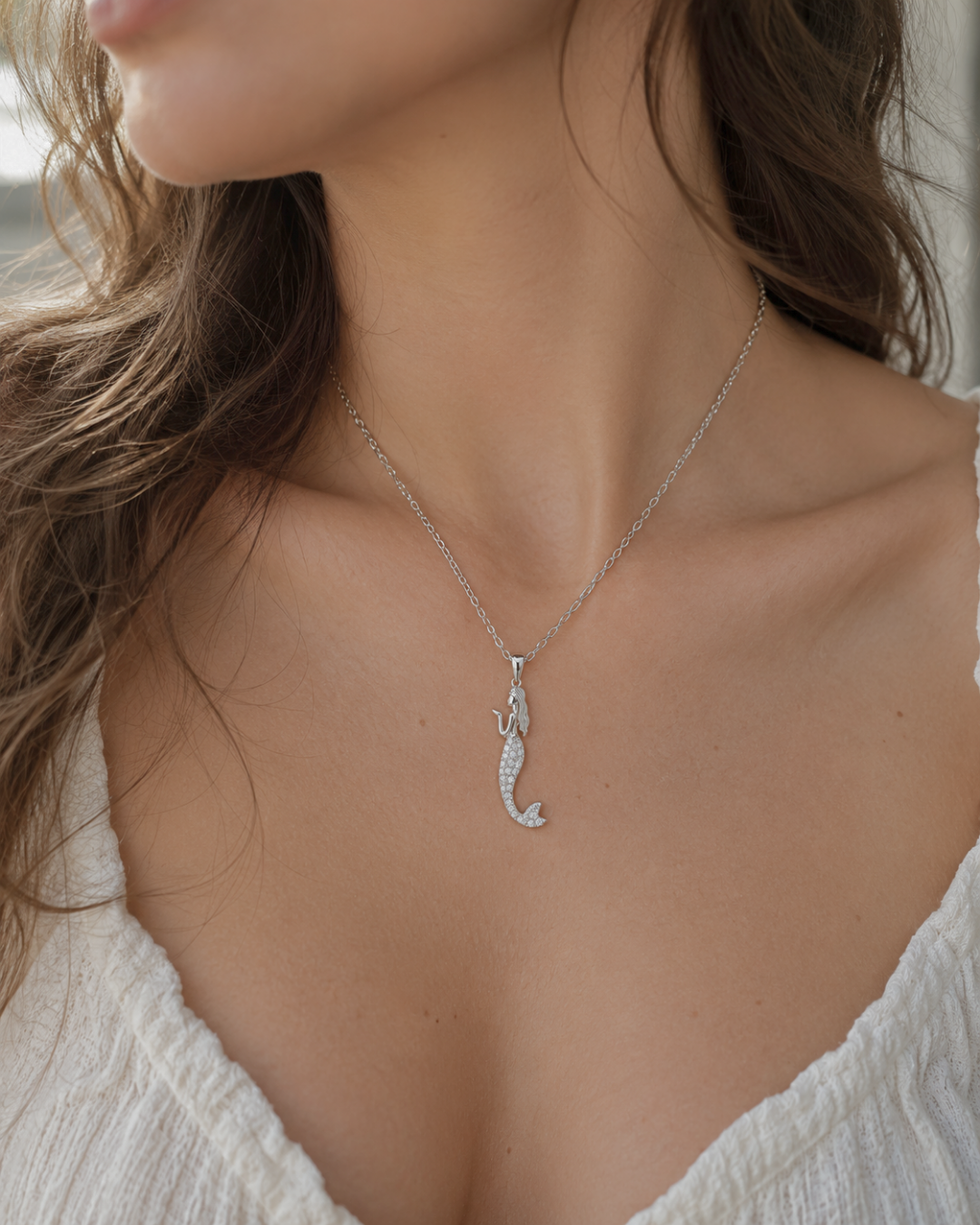 925 Sterling Silver Mermaid Necklace – Sparkling Mermaid Pendant