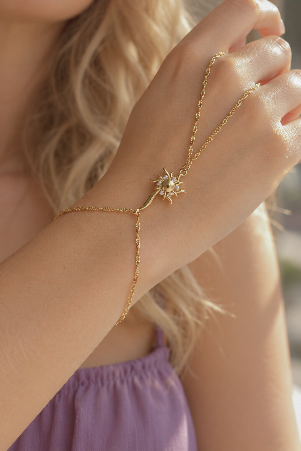 Golden Sun Hand Chain Bracelet