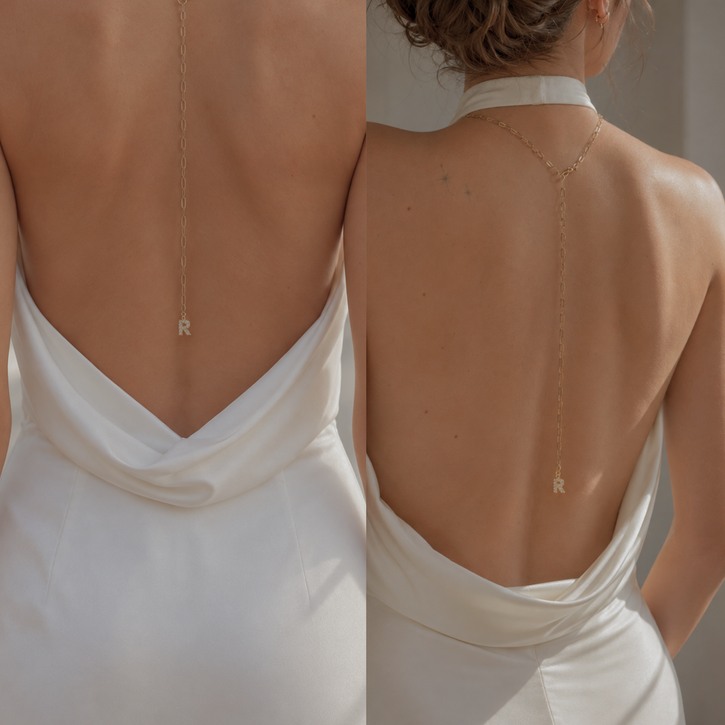Letter Charm Back & Lariat Necklace