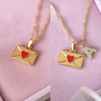Red Heart Envelope Necklace