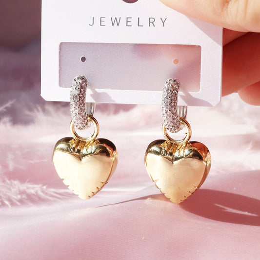 Shiny Gold Heart Earrings