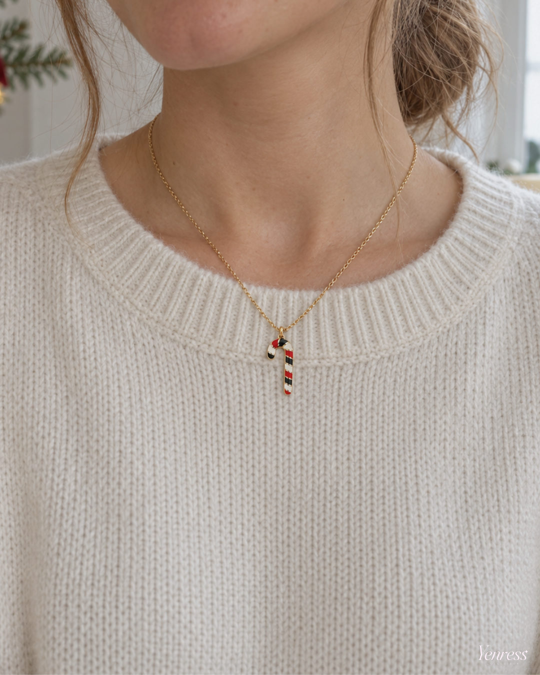 Candy Cane 925 Sterling Silver Necklace