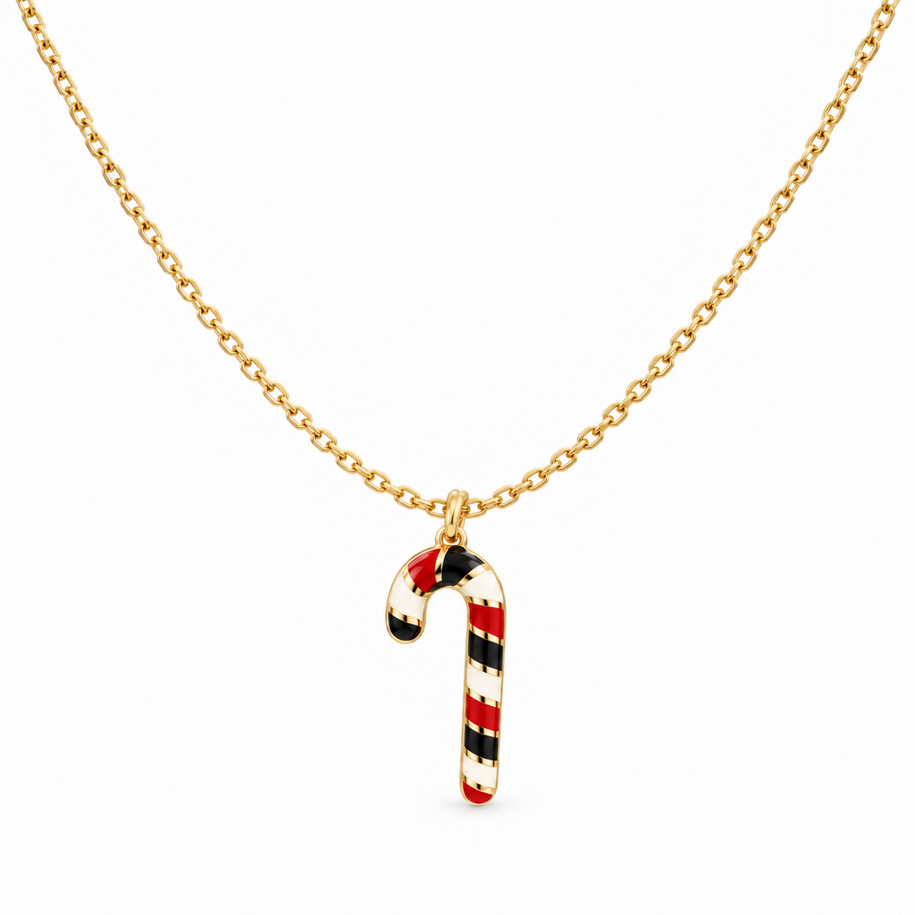 Candy Cane 925 Sterling Silver Necklace