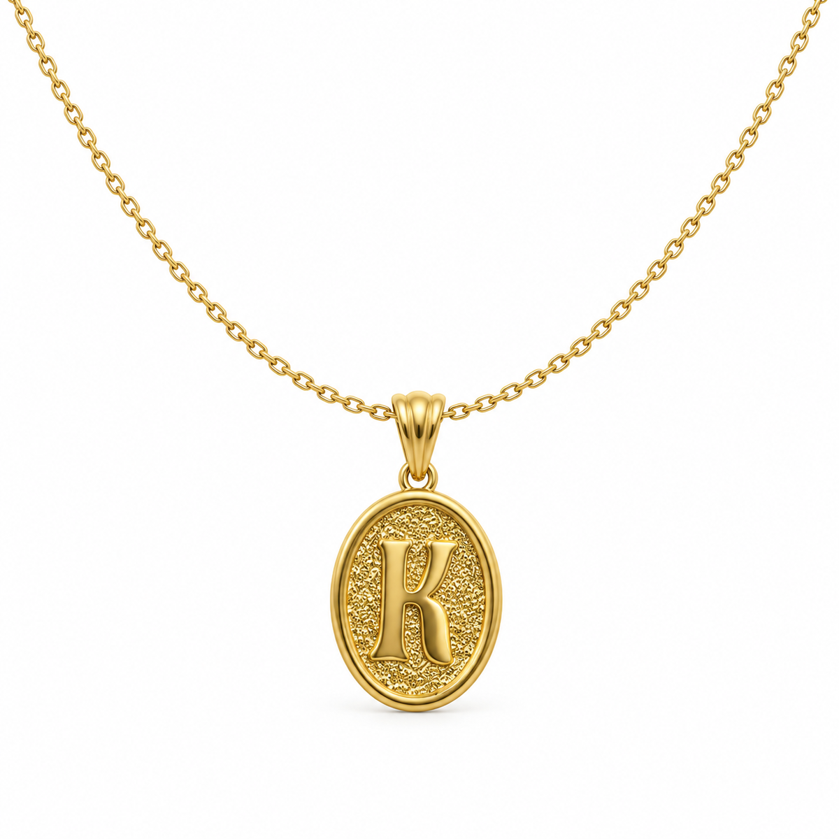 Oval Initial 925 Sterling Silver Necklace