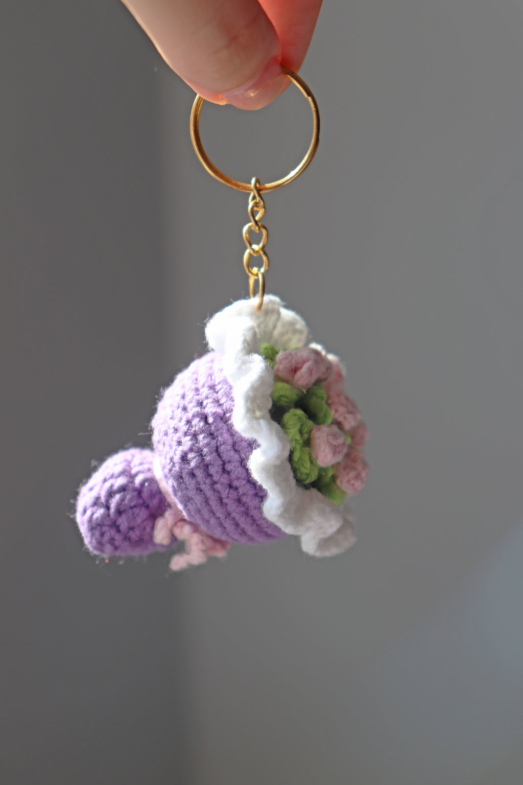 Tiny Crochet Flower Keychain