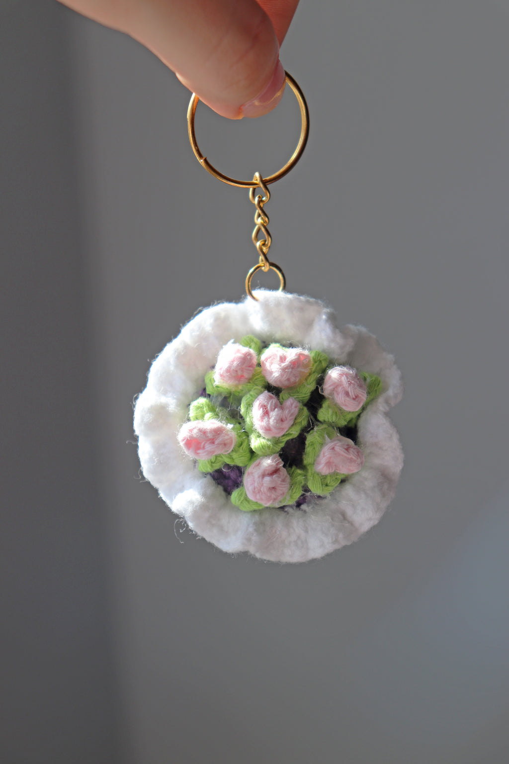 Tiny Crochet Flower Keychain