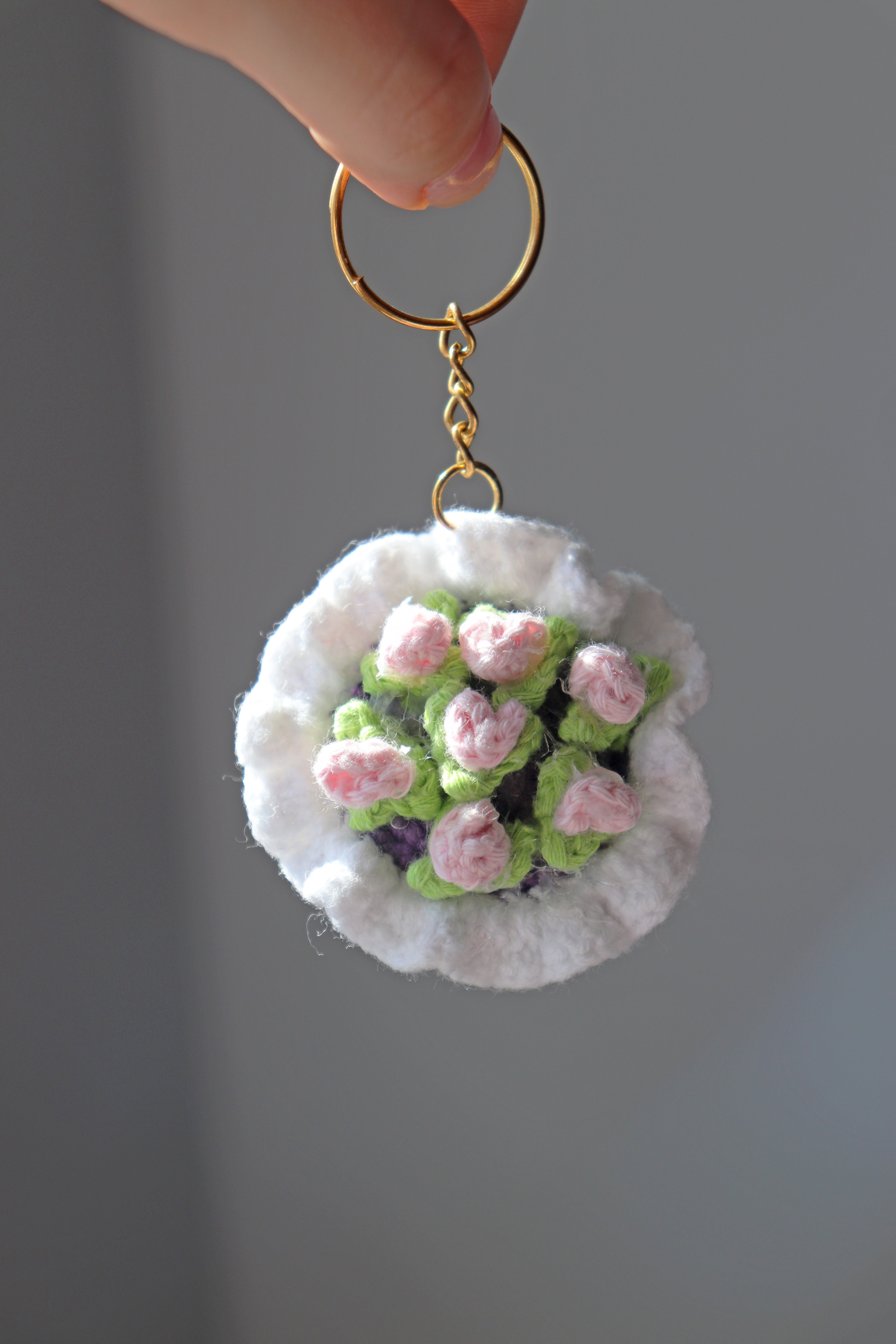 Tiny Crochet Flower Keychain