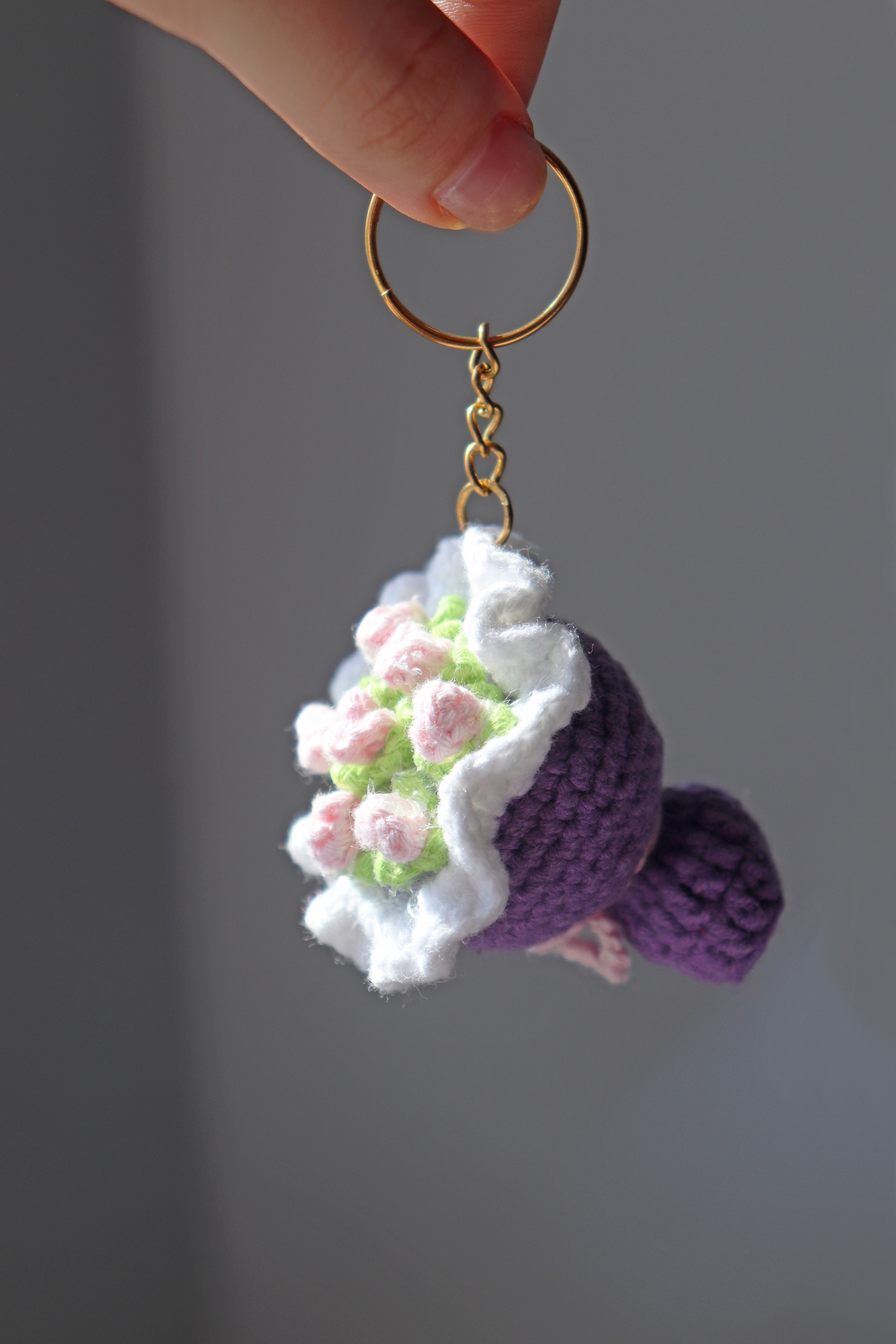 Tiny Crochet Flower Keychain