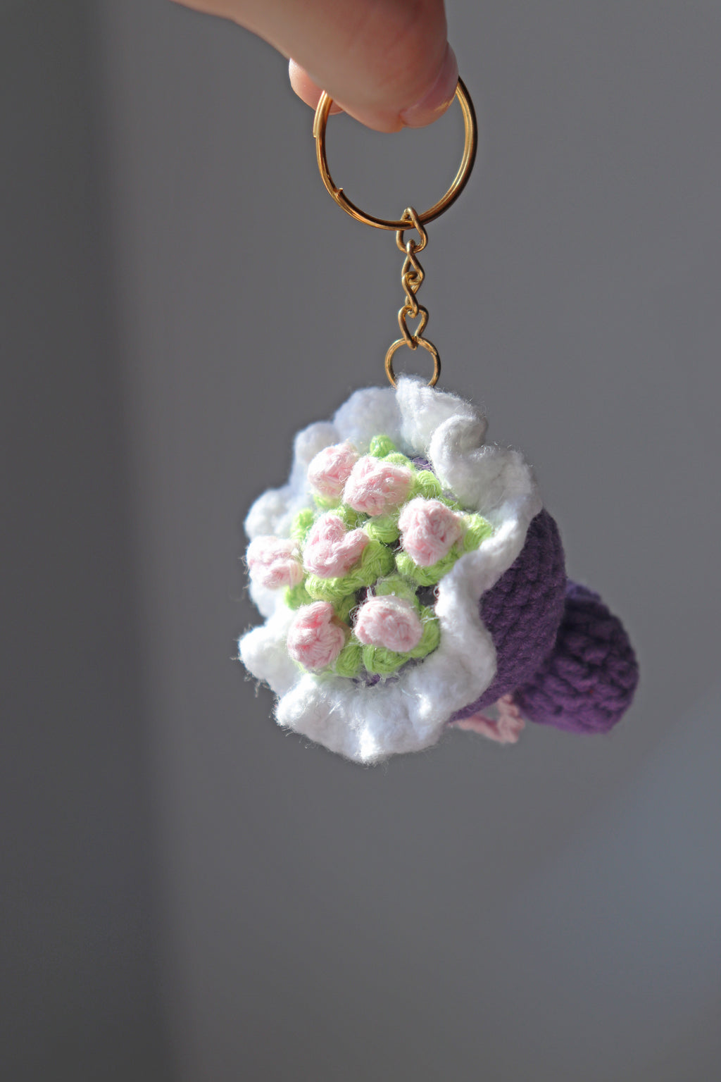 Tiny Crochet Flower Keychain
