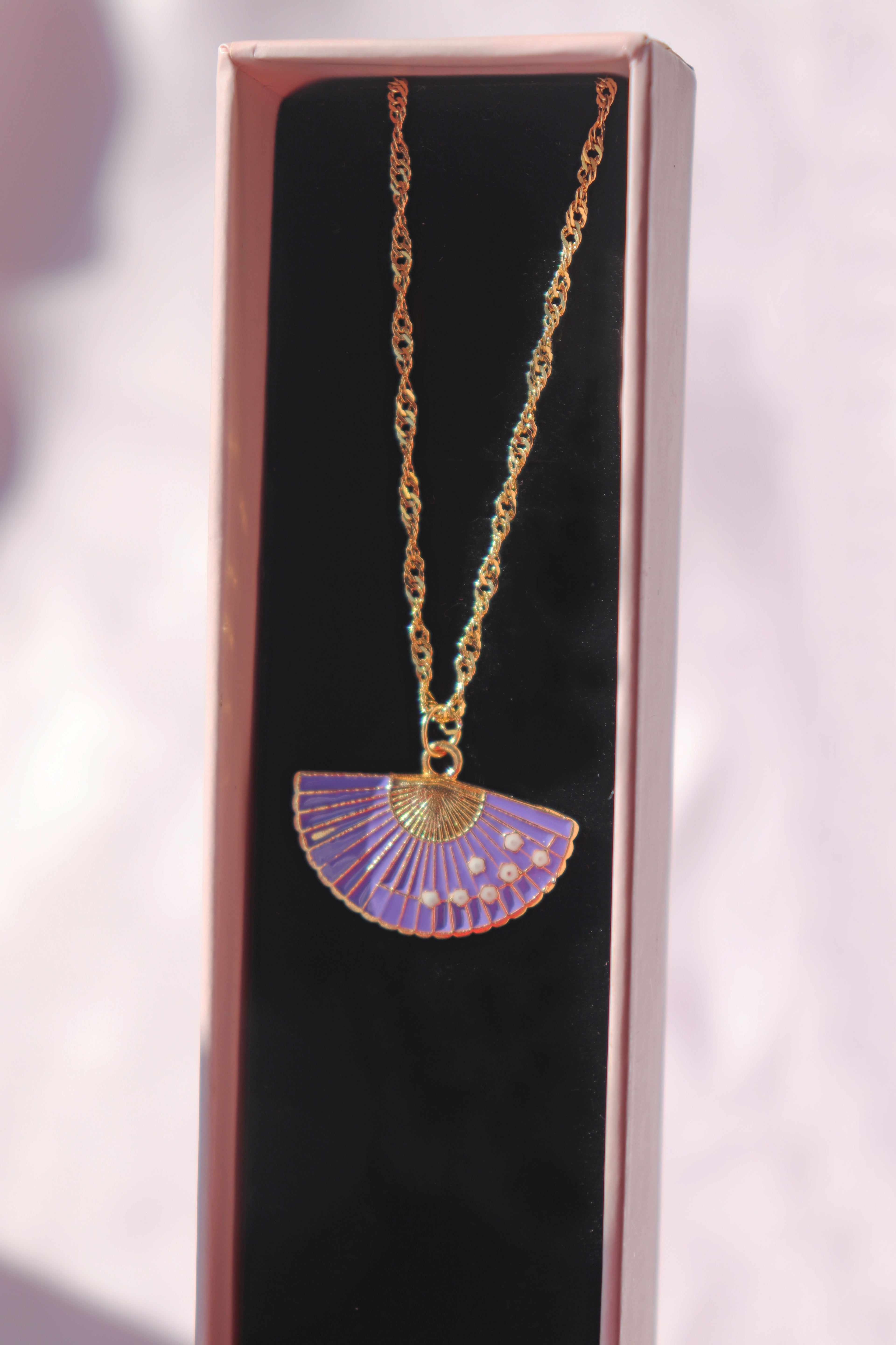 Purple Fan Necklace