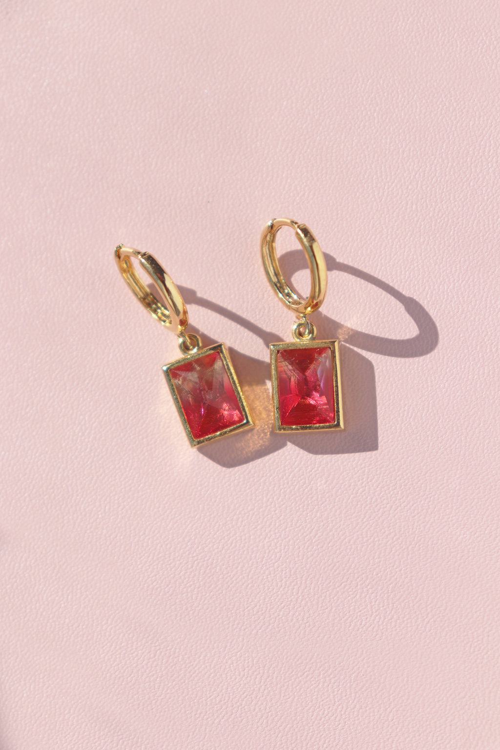 Red Rectangle Earrings