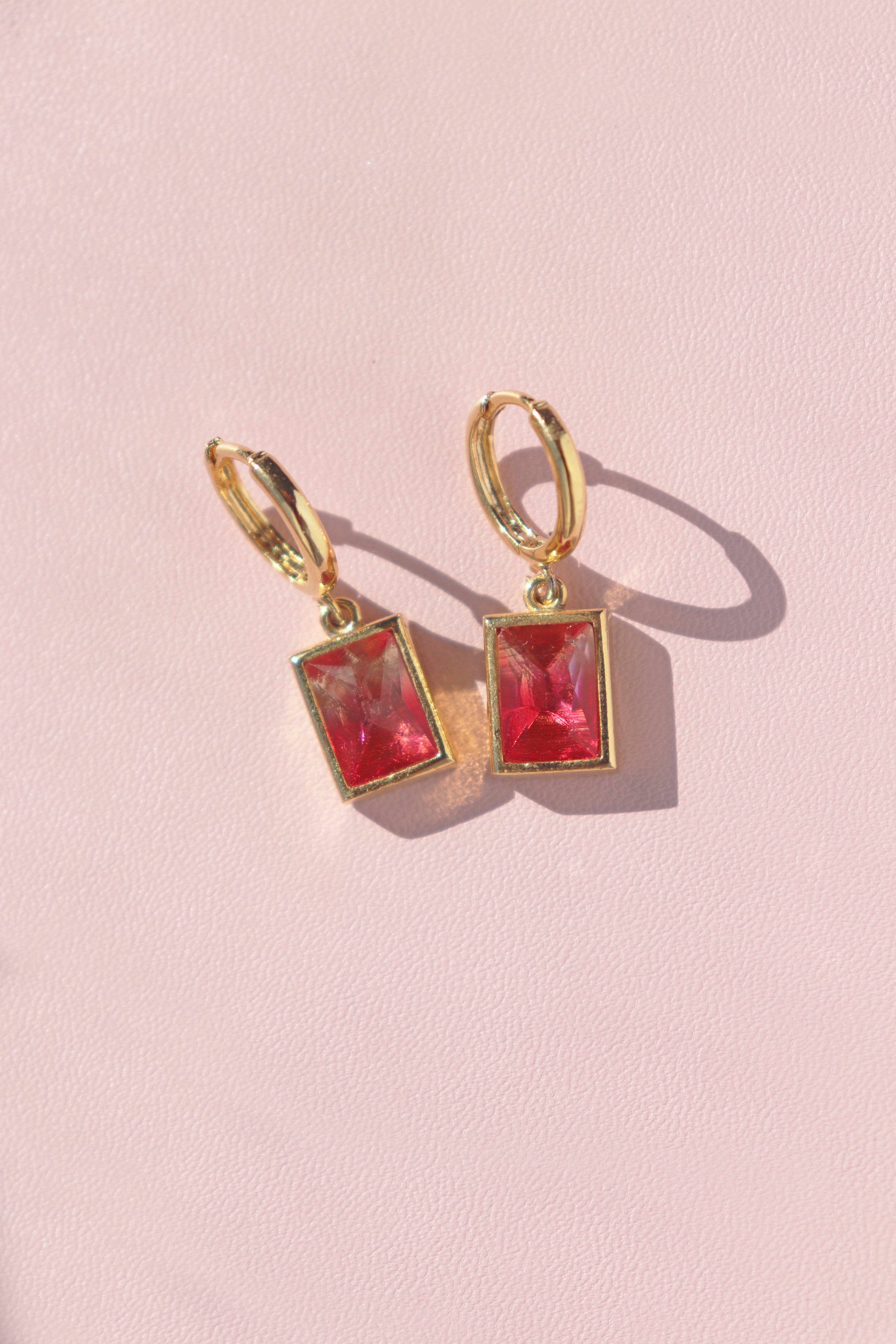 Red Rectangle Earrings