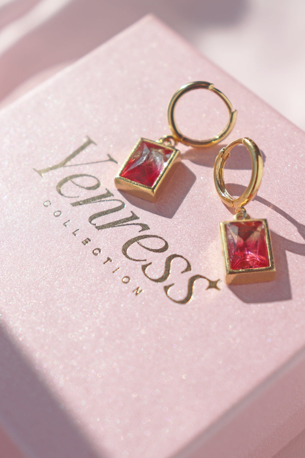 Red Rectangle Earrings