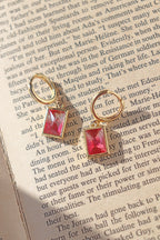 Red Rectangle Earrings