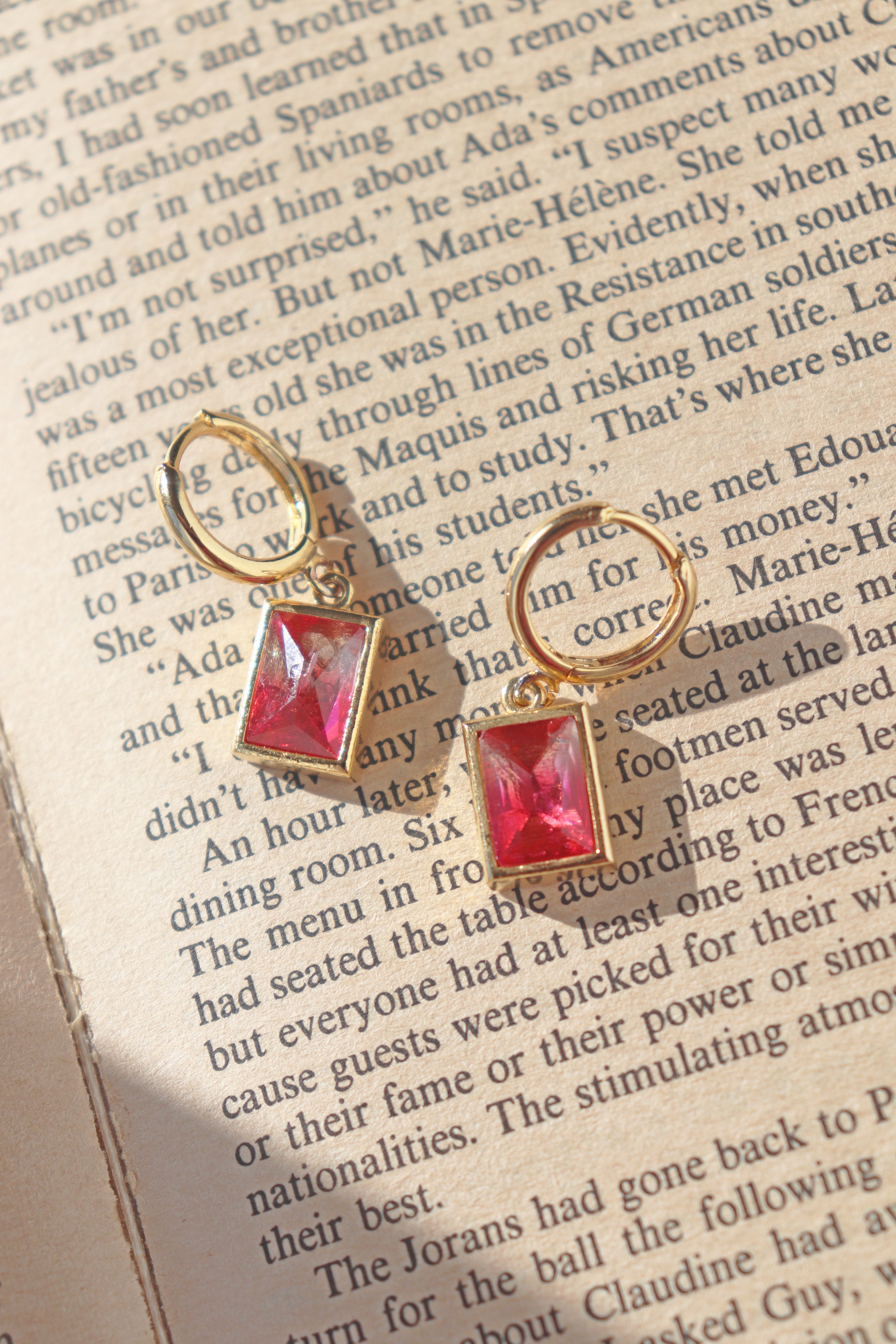 Red Rectangle Earrings