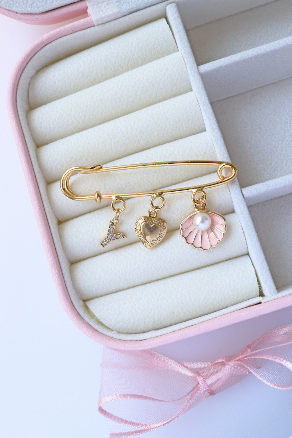 Custom Charm Safety Pin Brooch