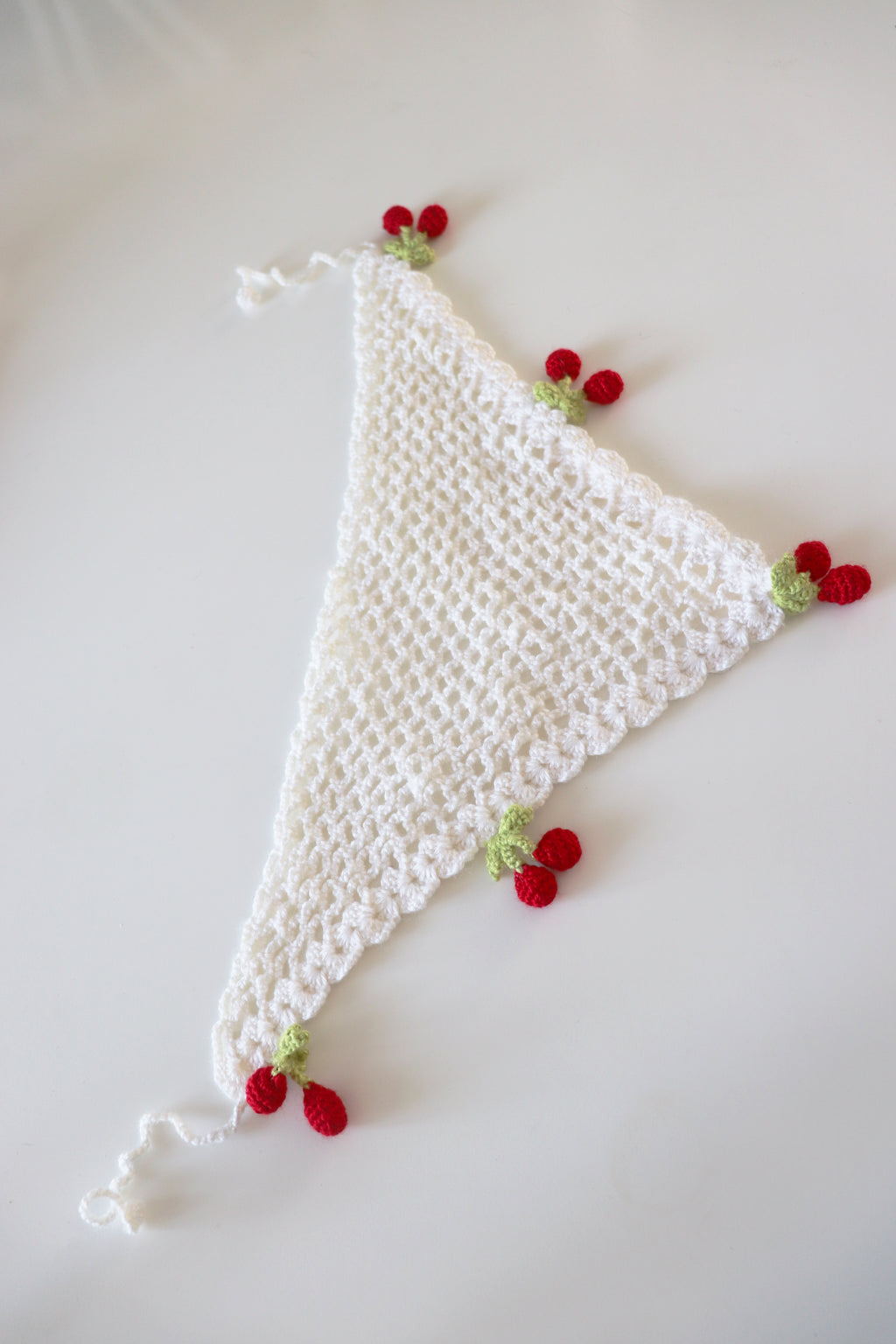 Cherry Bloom White Knit Bandana