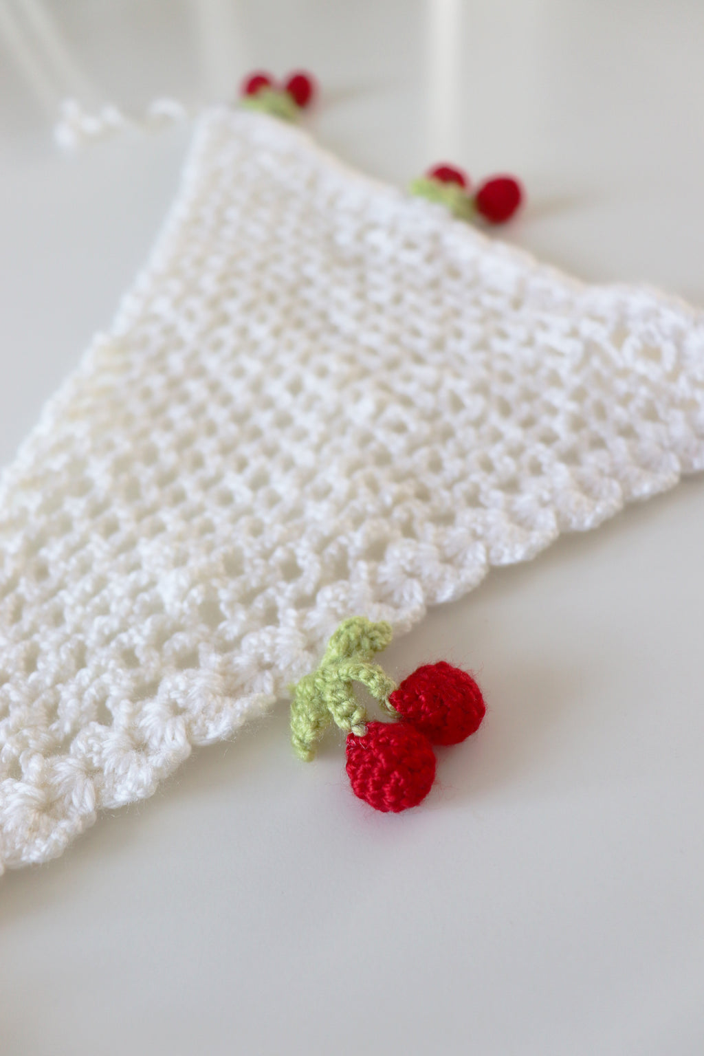 Cherry Bloom White Knit Bandana