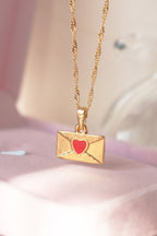 Red Heart Envelope Necklace