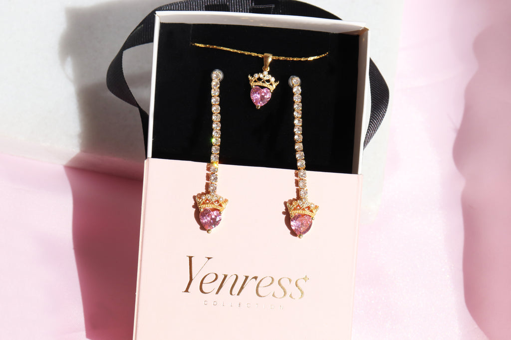 Princess Crown Necklace and Earrings Set