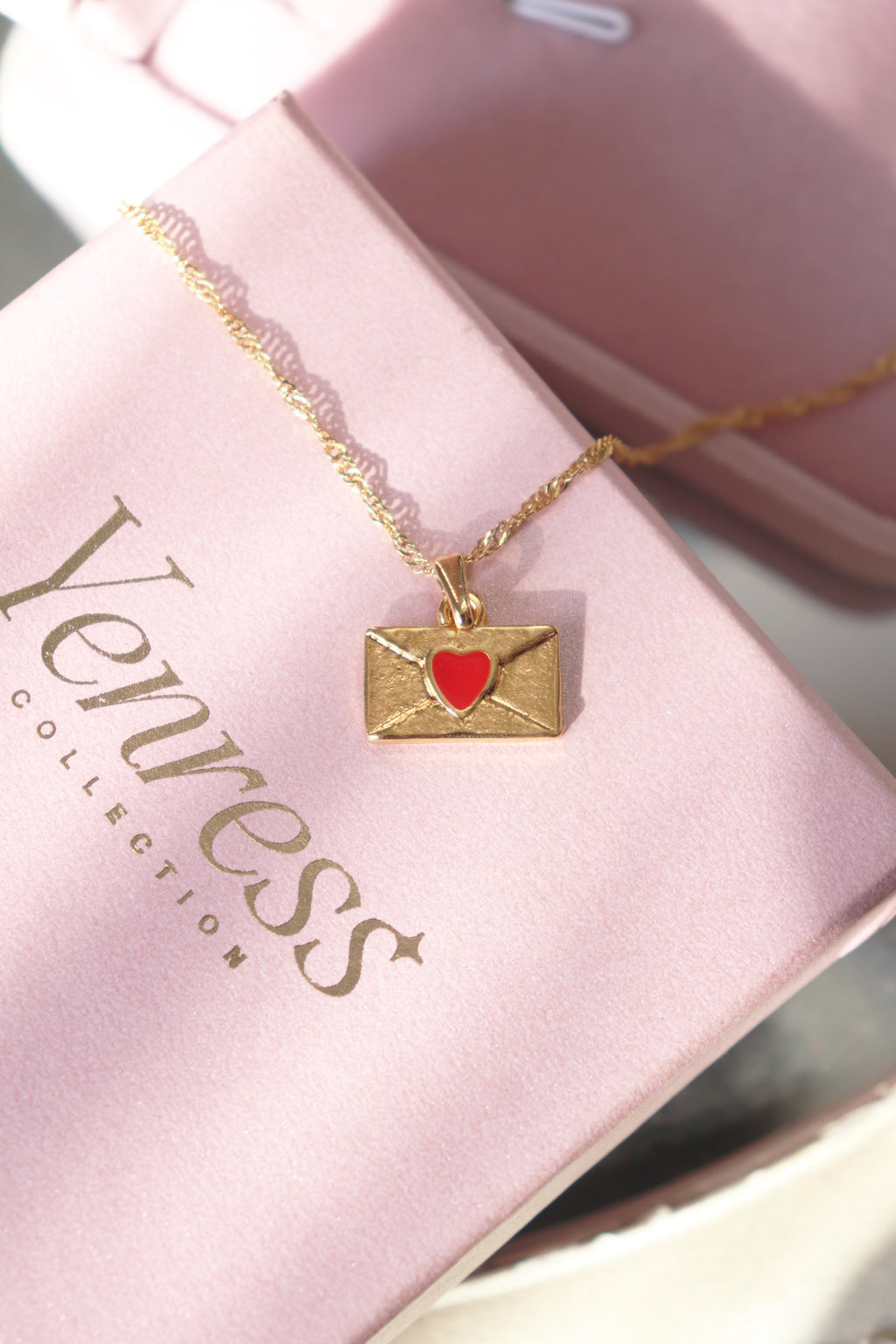 Red Heart Envelope Necklace