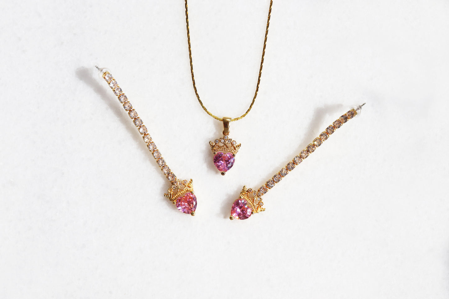 Princess Crown Necklace and Earrings Set