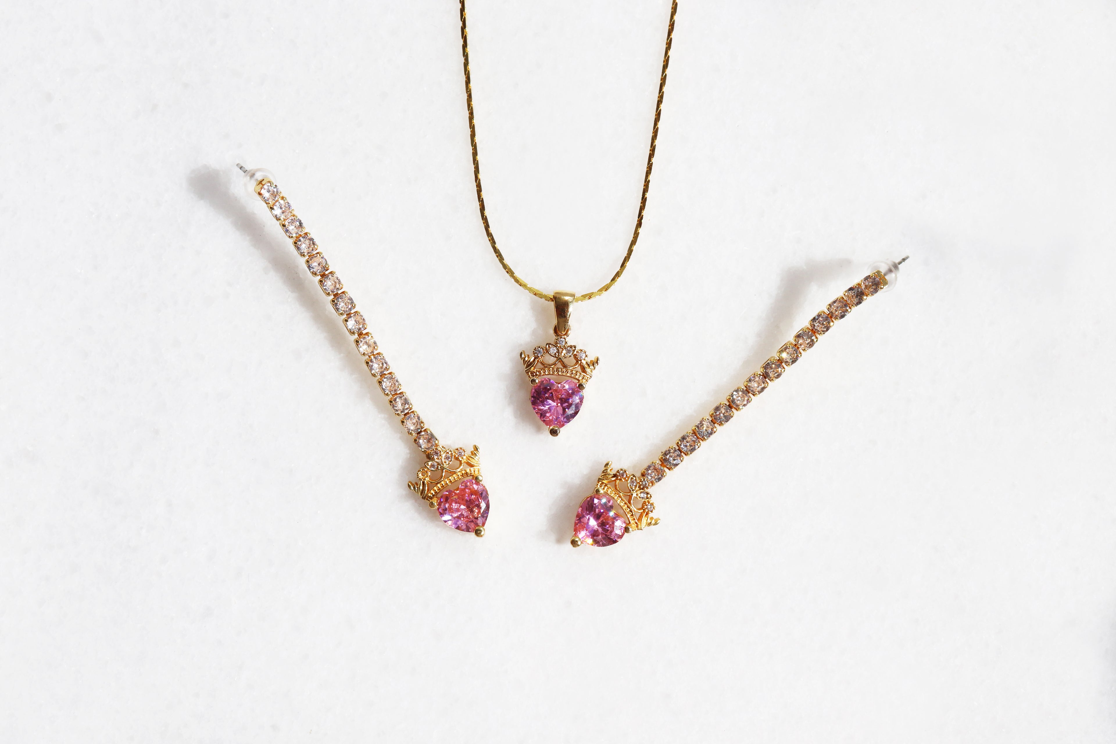 Princess Crown Necklace and Earrings Set